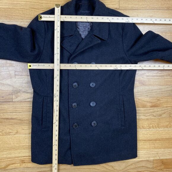 Calvin Klein Wool Blend Peacoat Womens S Medium Black Double Breasted - Picture 4 of 10
